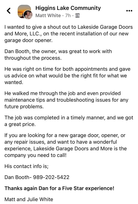 Positive customer review