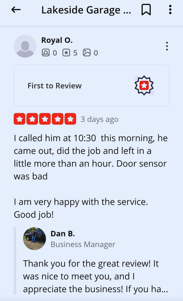 Positive customer review